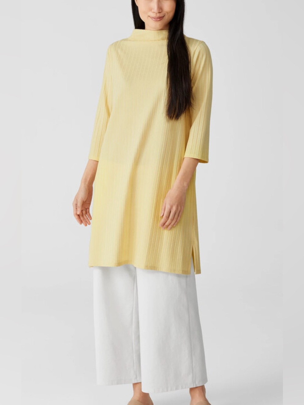 Eileen Fisher Light Yellow Mock Neck Tunic